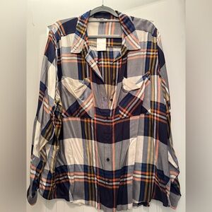 NWT, blue plaid blouse. Long sleeve.